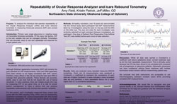 Amy Field, Kristin Patrick, Jeff Miller, OD Repeatability of Ocular Response Analyzer and lcare Rebound Tonometry