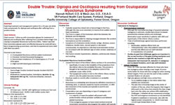 Hannah Holtorf, O.D. & Weon Jun, O.D., F.A.A.O. Double Trouble: Diplopia and Oscillopsia resulting from Oculopalatal Myoclonus Syndrome