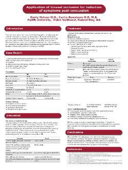 Application of binasal occusion for reduction of symptoms in patient post-concussion