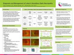 Emily Hackbarth, OD Diagnosis and Management of Leber's Hereditary Optic Neuropathy